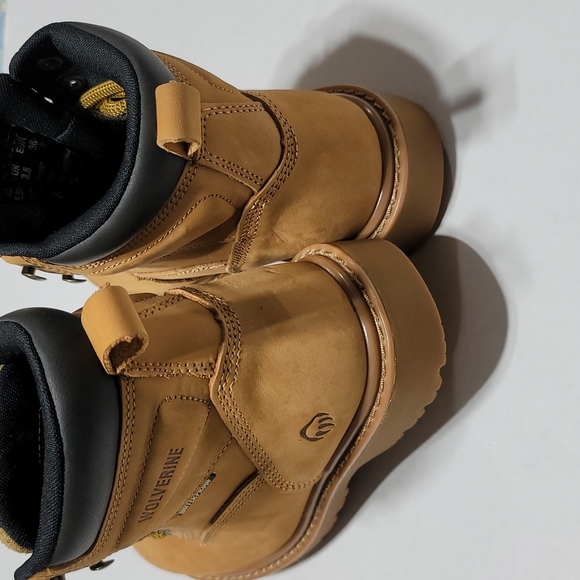 Wolverine Womens 5.5W Mustard Waterproof Work Boots Leather Composite Toe Shoes - Picture 10 of 16